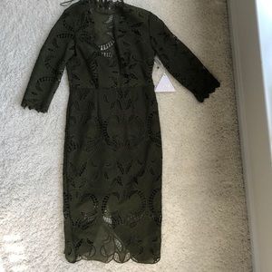Forest Green Lace Cut Backless Dress New With Tags